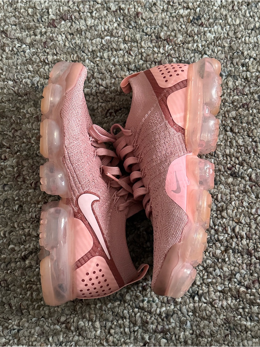 Nike Women’s Pink Flyknit VaporMax-Style Athletic Sneakers - Picture 3 of 8